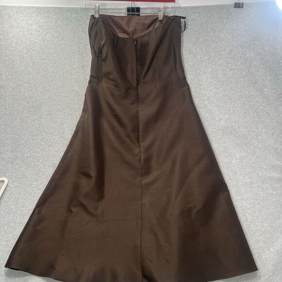 Lynn Lugo Silk Dress Strapless fit Flare Brown Party Wedding Women's Size 10 - Picture 8 of 14